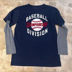 Children’s Place Navy and Gray Baseball Long Sleeve Tee Size Large 10/12